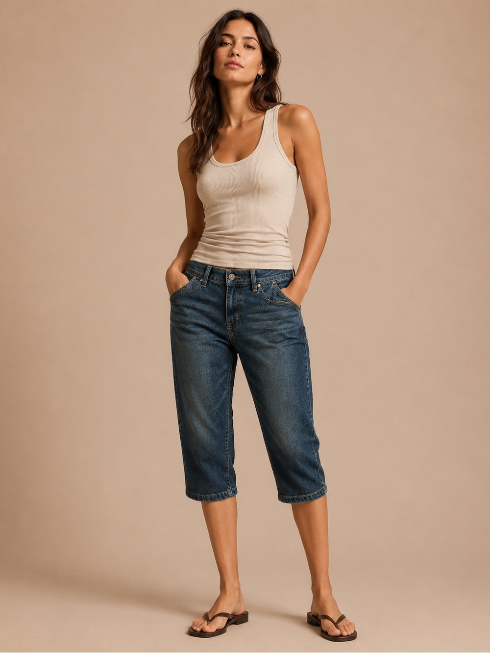 Earl Jean Cropped Denim Jeans Women’s 10P Stretch Capri Jeans Trending Style